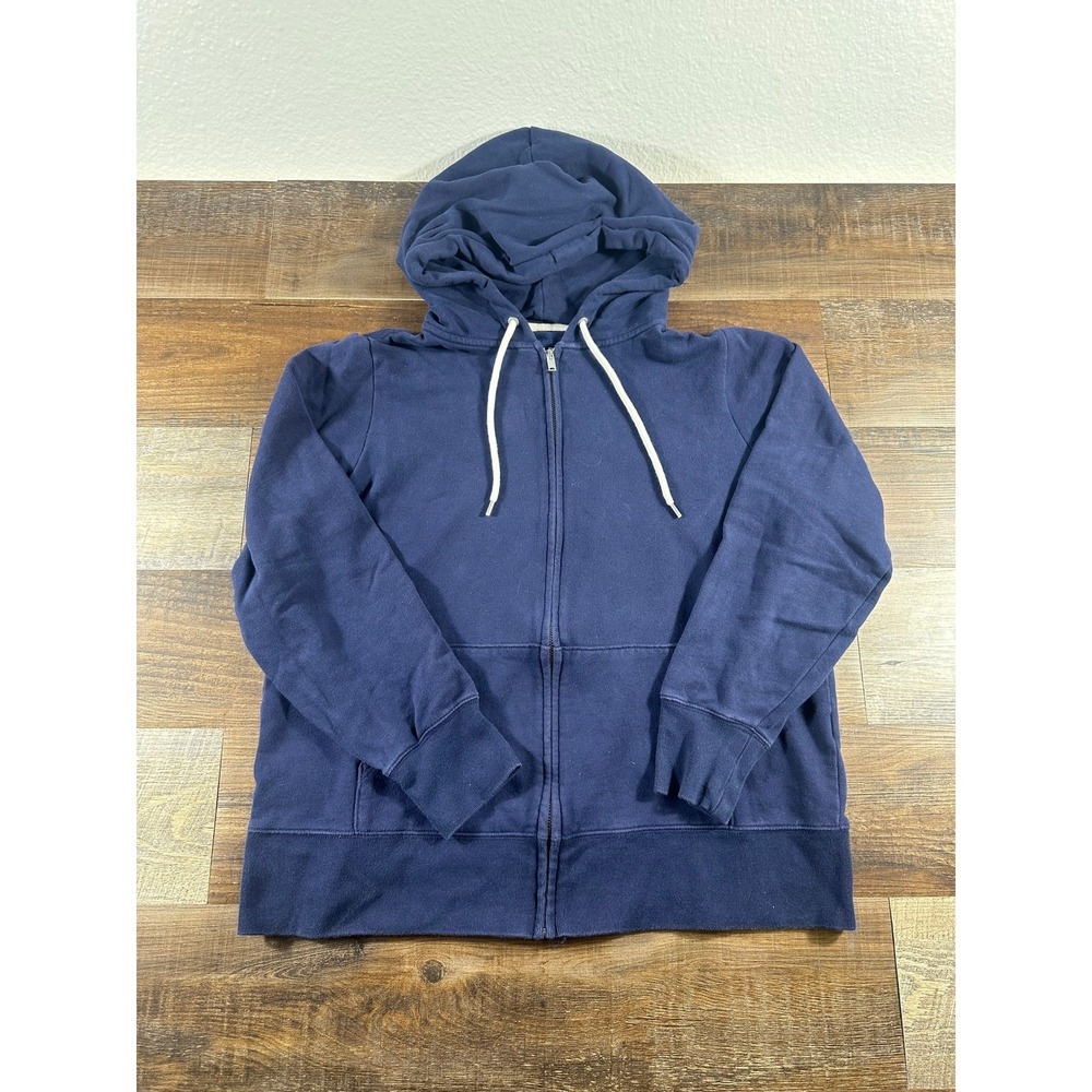 Gap Mens Full Zip Hoodie Navy Blue Fleece Lined Sweatshirt Large